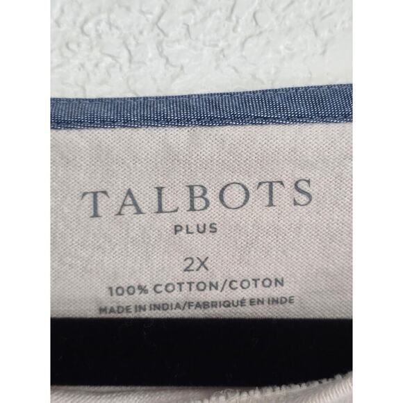 Talbots Annabelle Stripe Tee Plus Size 1X Cream Orange Green Cotton Jersey Knit - Picture 4 of 9